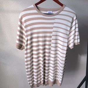 Zara Pullover Striped Crewneck Knit, Size M